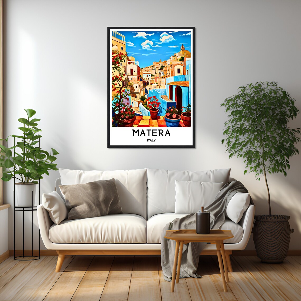 Matera Italy Sassi Cave Dwellings Terrace Flowers Ancient City Poster - Image 2