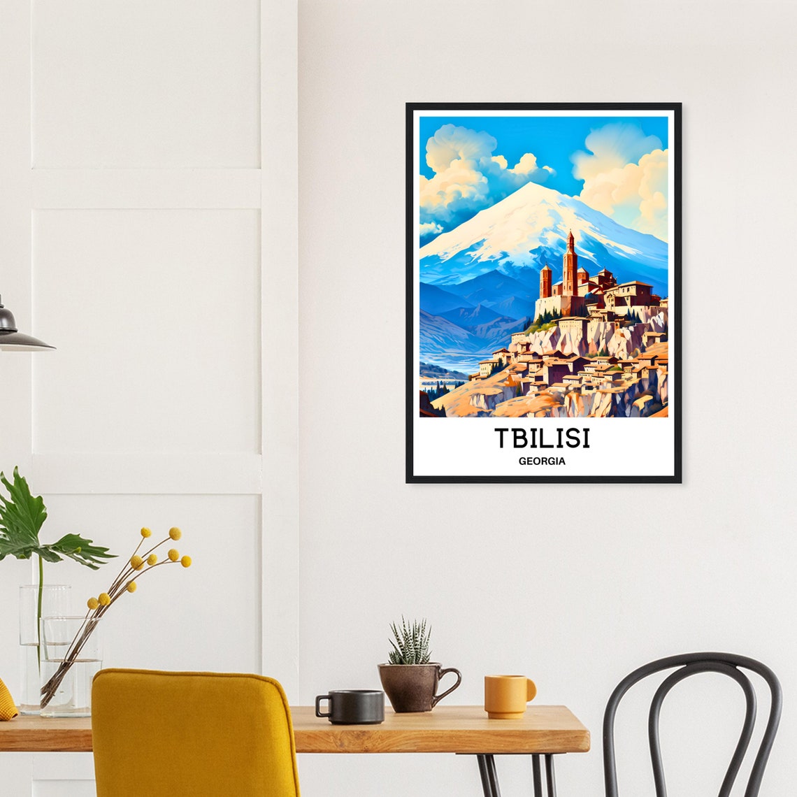 Tbilisi Georgia Old Town Climbing Below a Snowy Mountain Poster - Image 3