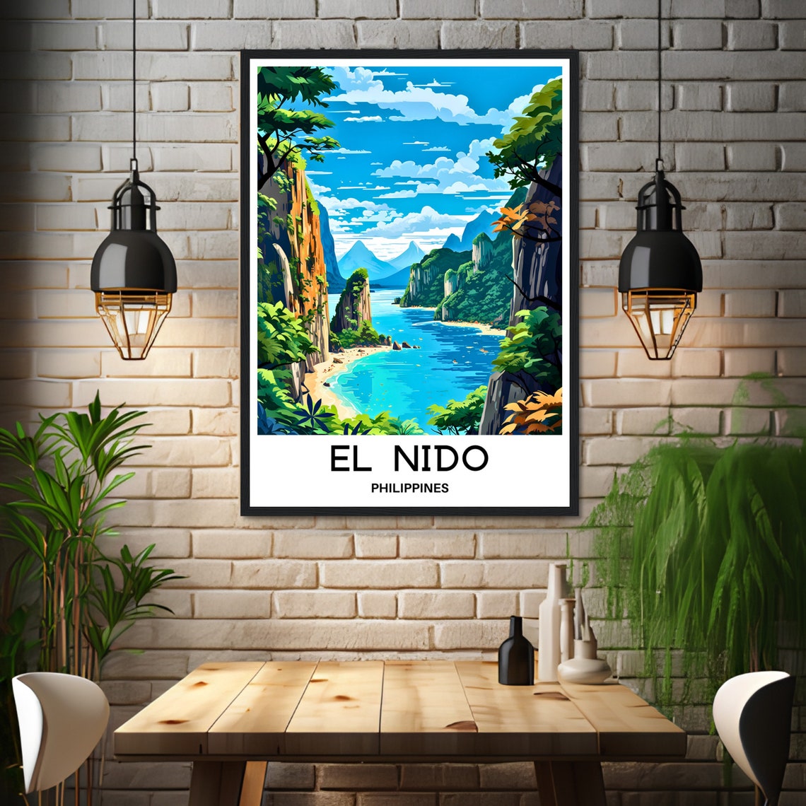 El Nido Philippines Limestone Karst Lagoon Beach Travel Poster - Image 3