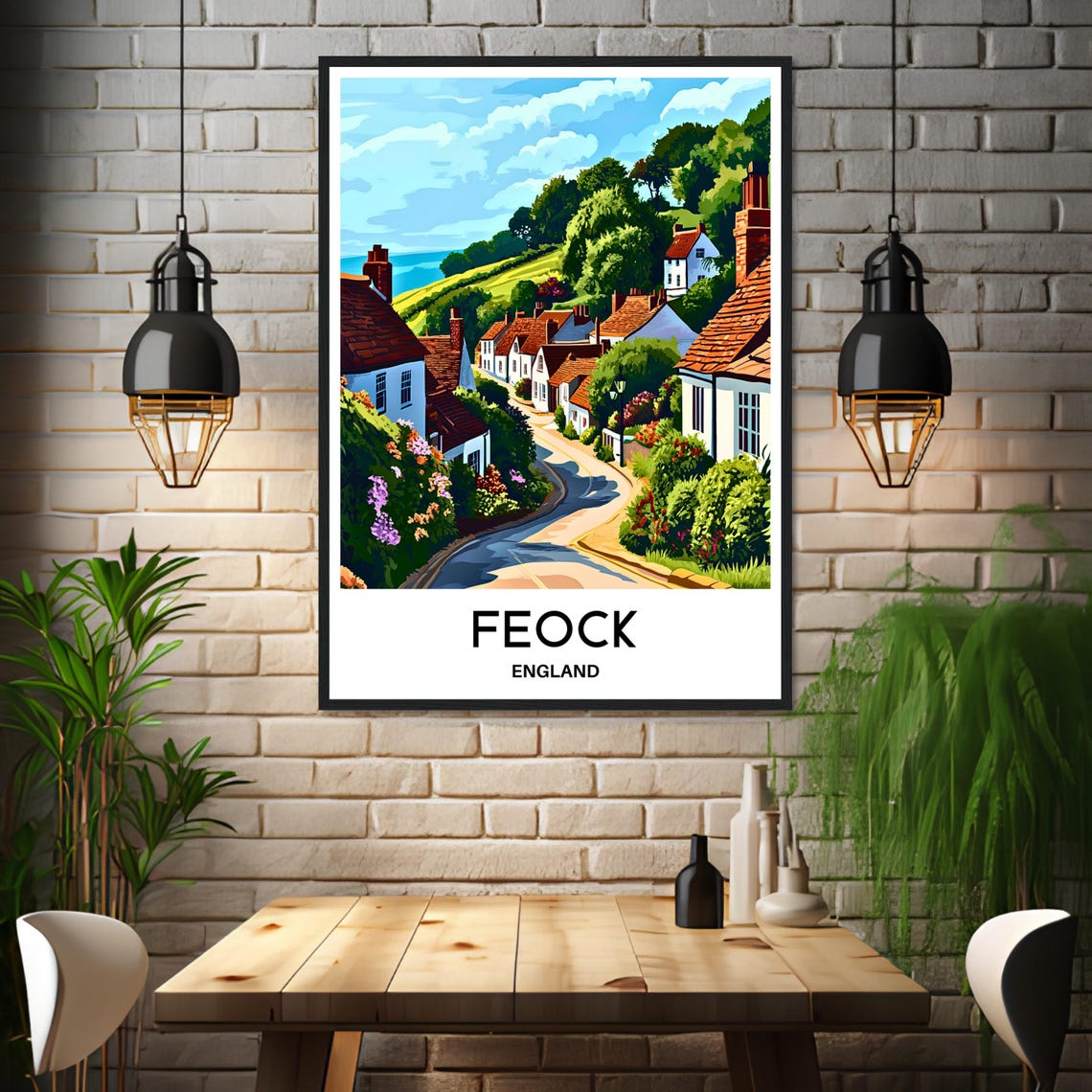 Feock Cornwall Coastal Village Flower Lane England Travel Poster - Image 3