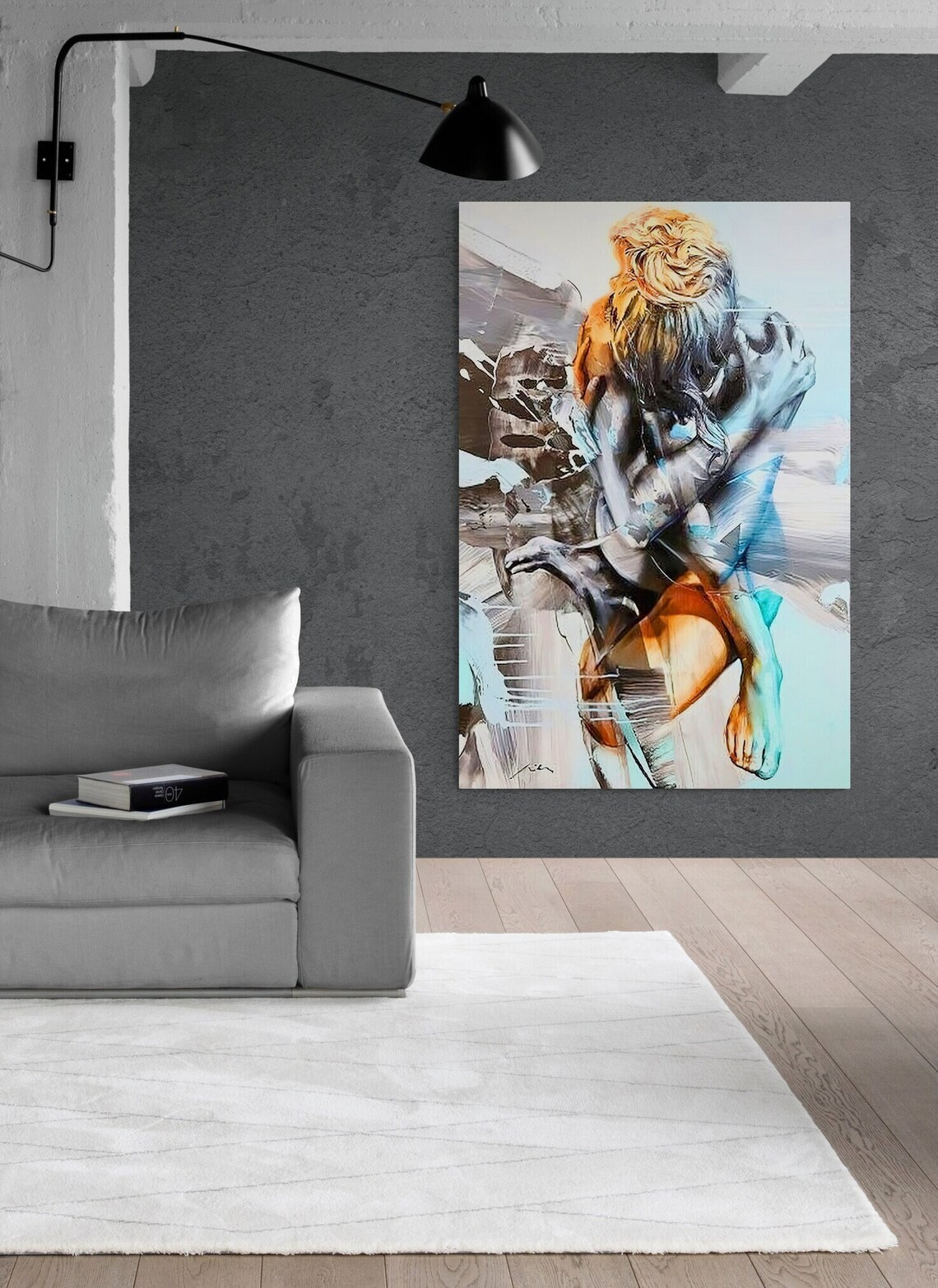 Abstract Woman Black and Orange Art Print - Image 2