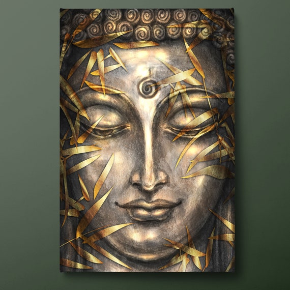 Buddha Wall Art Gold Buddha Print Buddhism Painting Ready To Hang