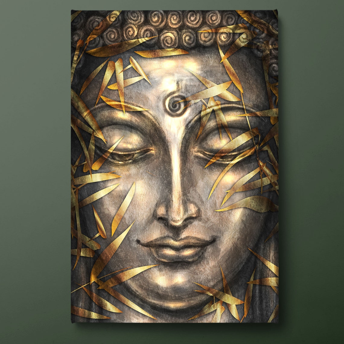 Buddha Wall Art Gold Buddha Print Buddhism Painting Ready To Hang