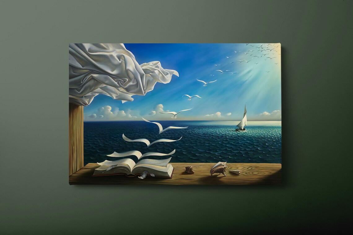 Salvador Dali Book To Birds Surreal Art Print