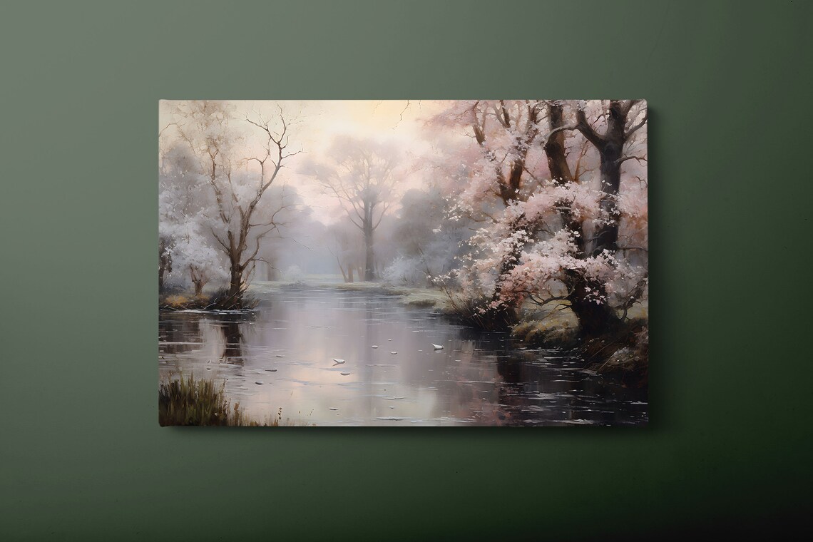 Vintage Forest River, Spring Painting