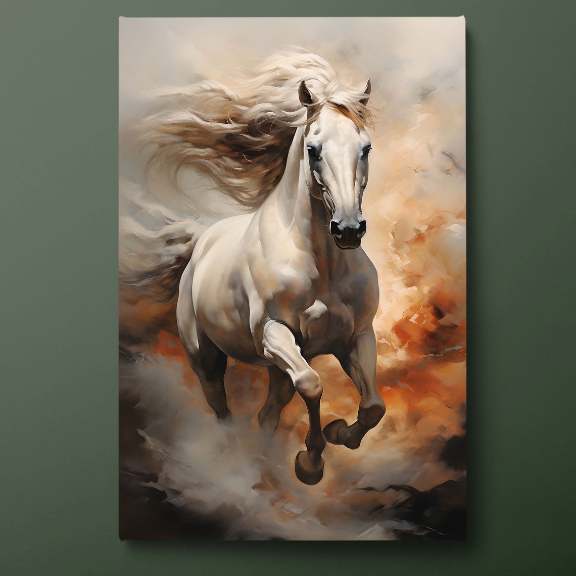 Chestnut Horse Portrait Painting Equine Head Animal Decor Wall Art