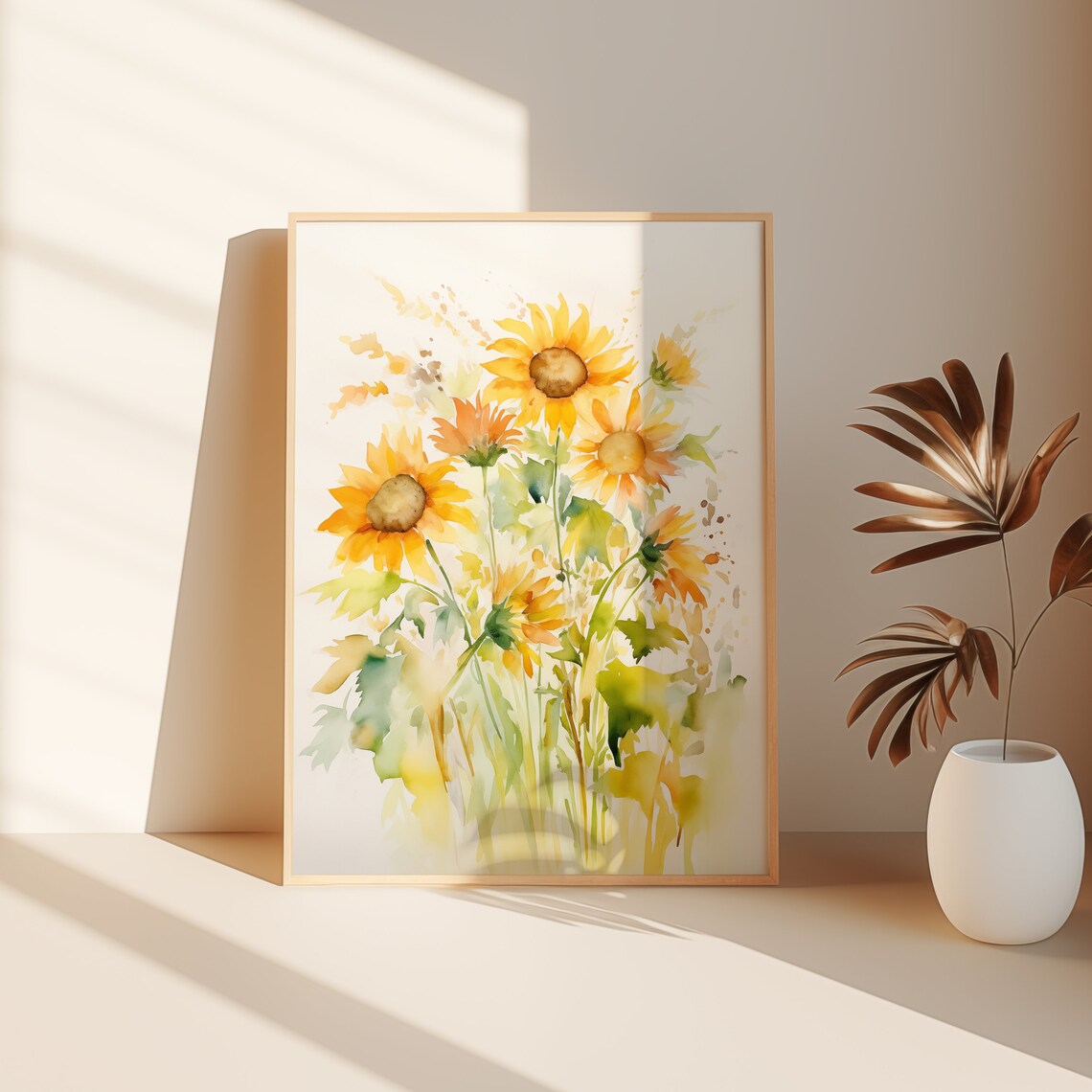 Watercolor Wildflower Sunflower Art Print, Farmhouse - Image 2