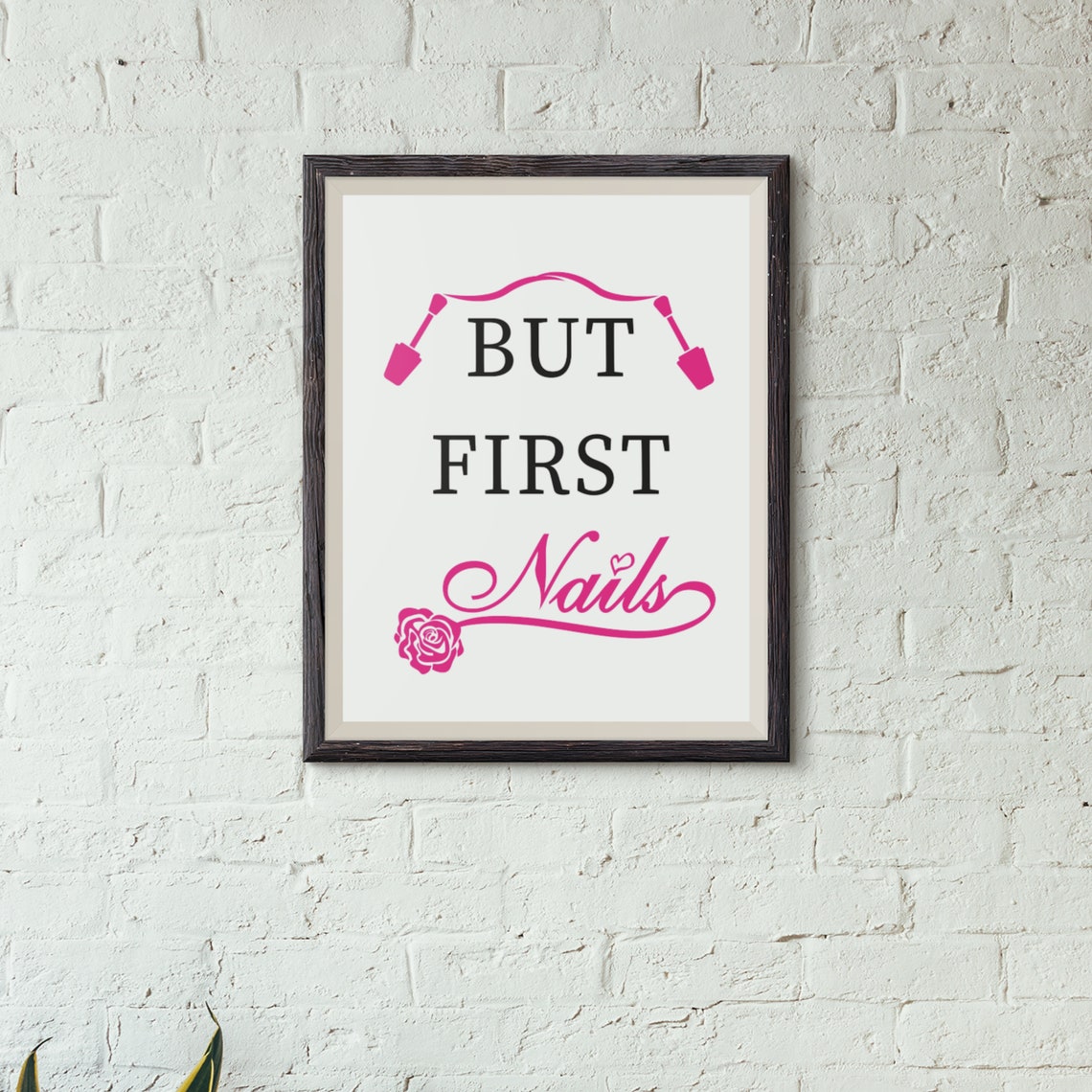 But First Nails Rose Script Pink Manicure Salon Quote Decor Poster - Image 8