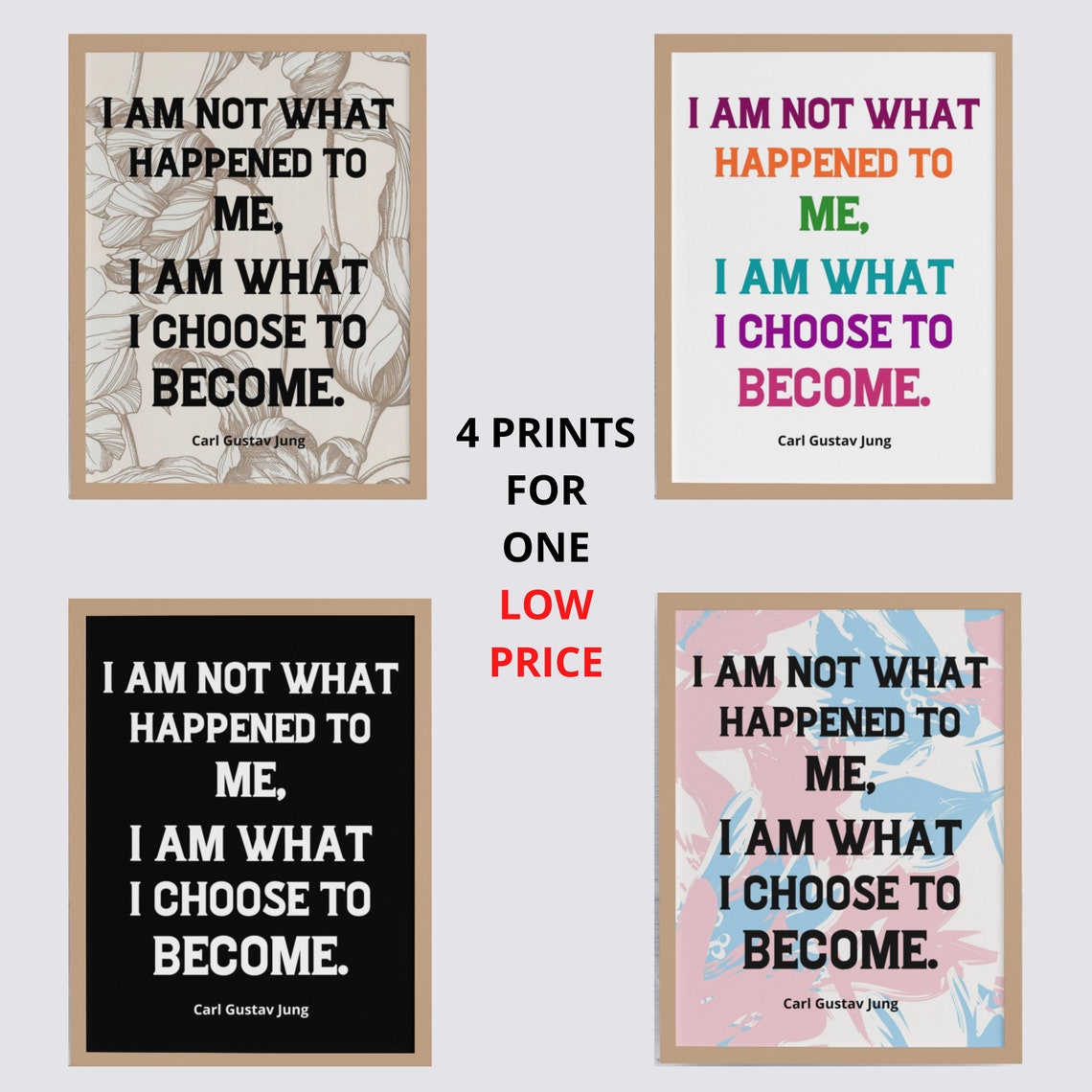 I Am Not What Happened To Me Carl Gustav Jung Set Of 4 Poster