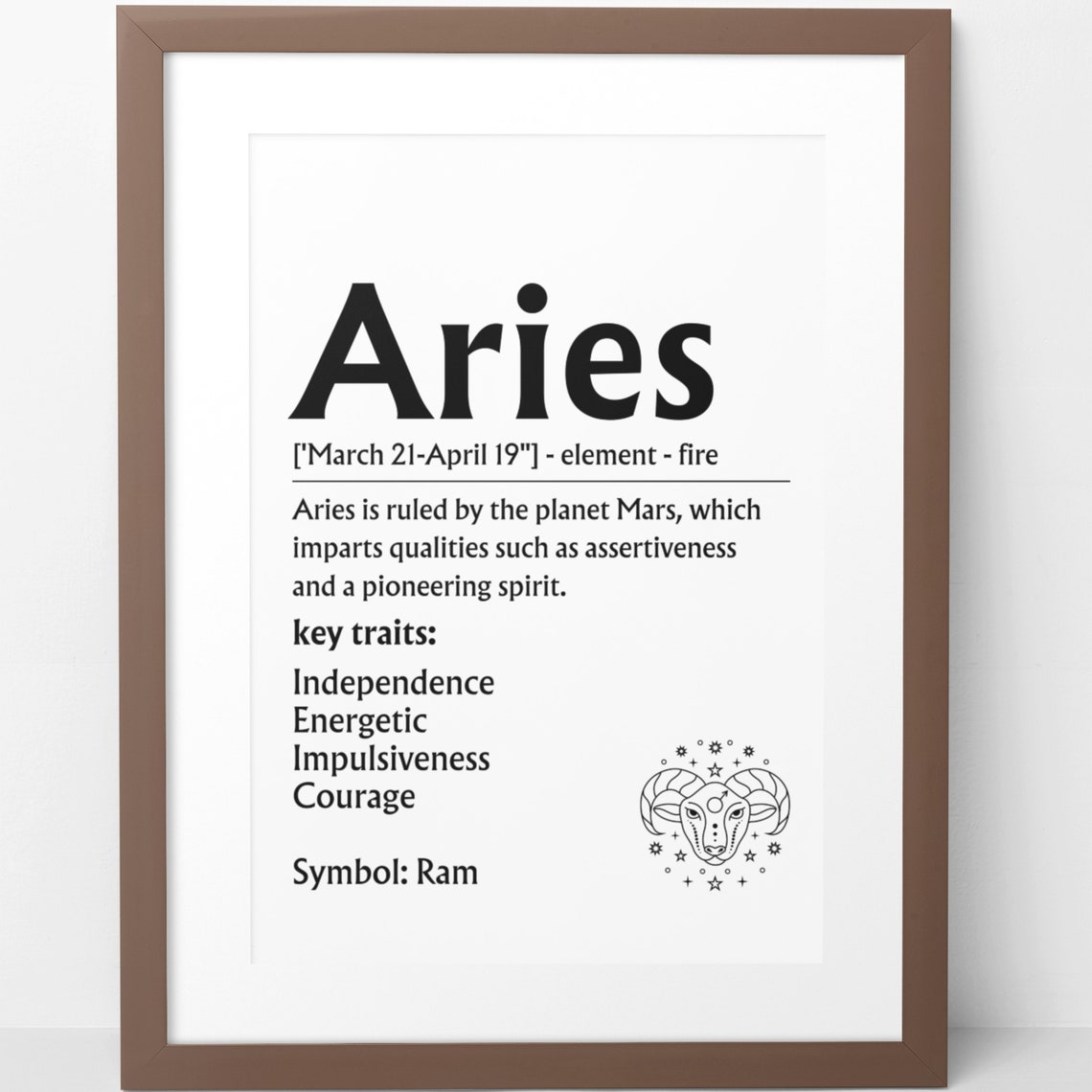 Aries Zodiac Definition Sign Ram Symbol Fire Sign Wall Poster - Image 2