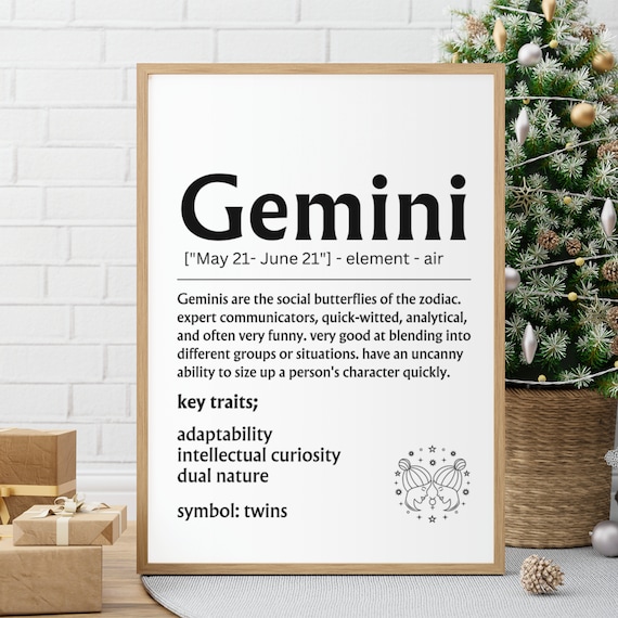Gemini Zodiac Definition Sign Twins Key Traits Astrology Gift Poster