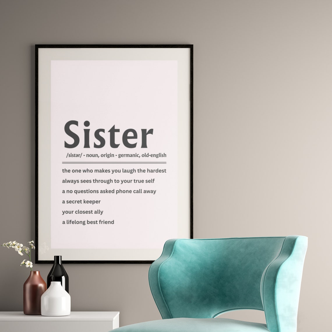 Sister Definition Dictionary Meaning Best Friend Gift Poster - Image 7
