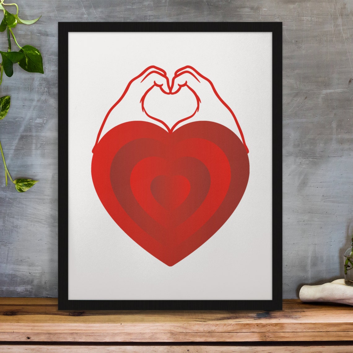 Red Heart Hand Heart Modern Valentine Love Decorative Poster - Image 3
