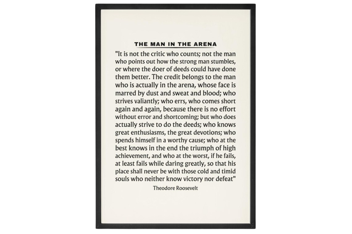 Theodore Roosevelt Man In The Arena Quote Classic Literary Poster - Image 4