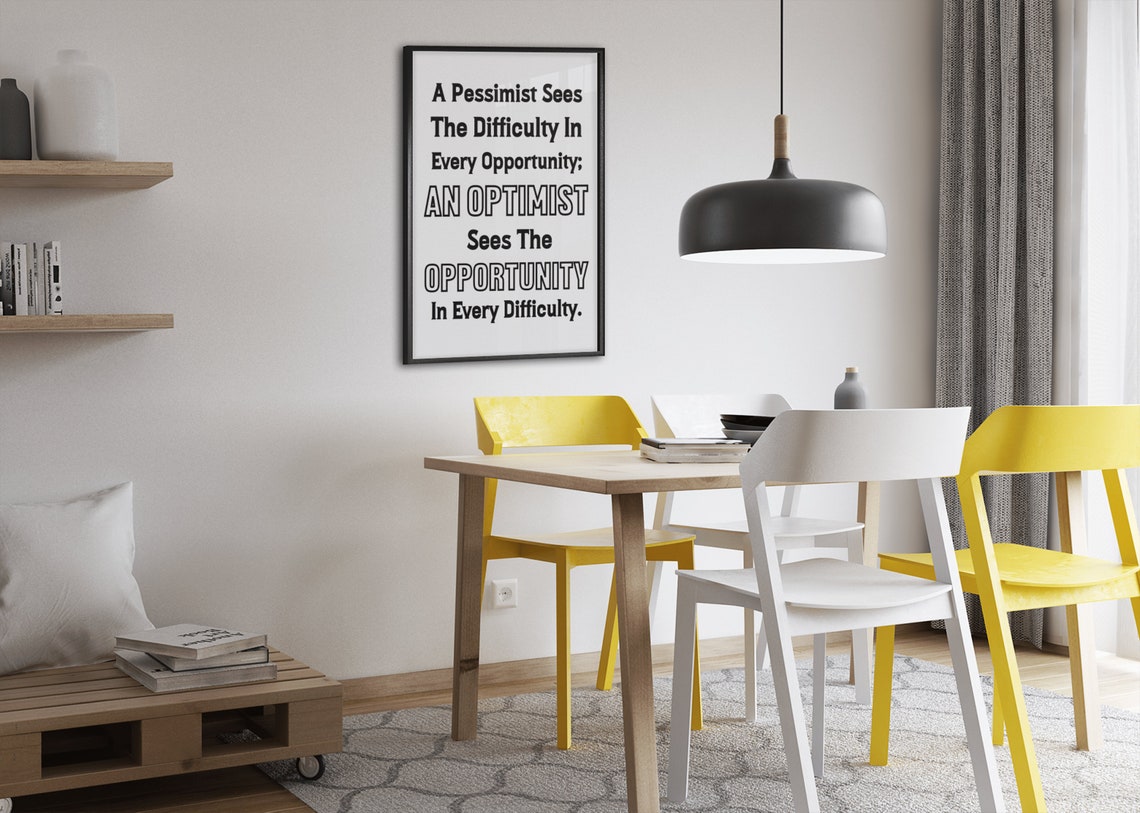 Optimist Opportunity Quote Winston Churchill Mindset Wall Poster - Image 7