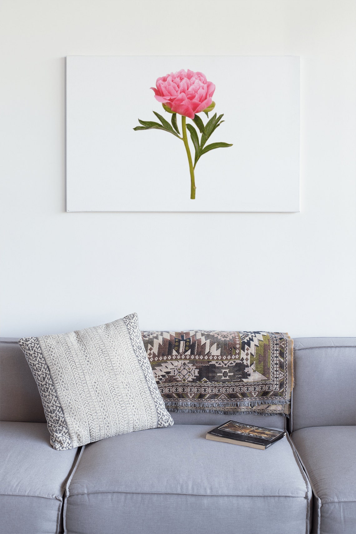 Pink Peony Blossom Botanical Photo White Background Floral Poster - Image 6