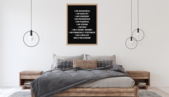 I Am Affirmations Wealth Abundance Positive Mindset Quote Poster