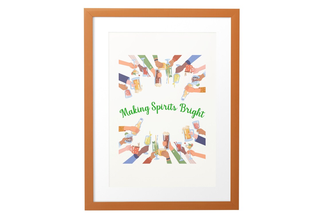 Making Spirits Bright Holiday Cocktail Toast Cheers Party Poster - Image 3
