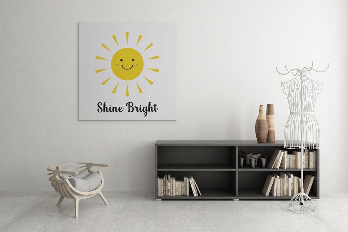Shine Bright Smiling Yellow Sun Positive Kids Room Art Poster - Image 7