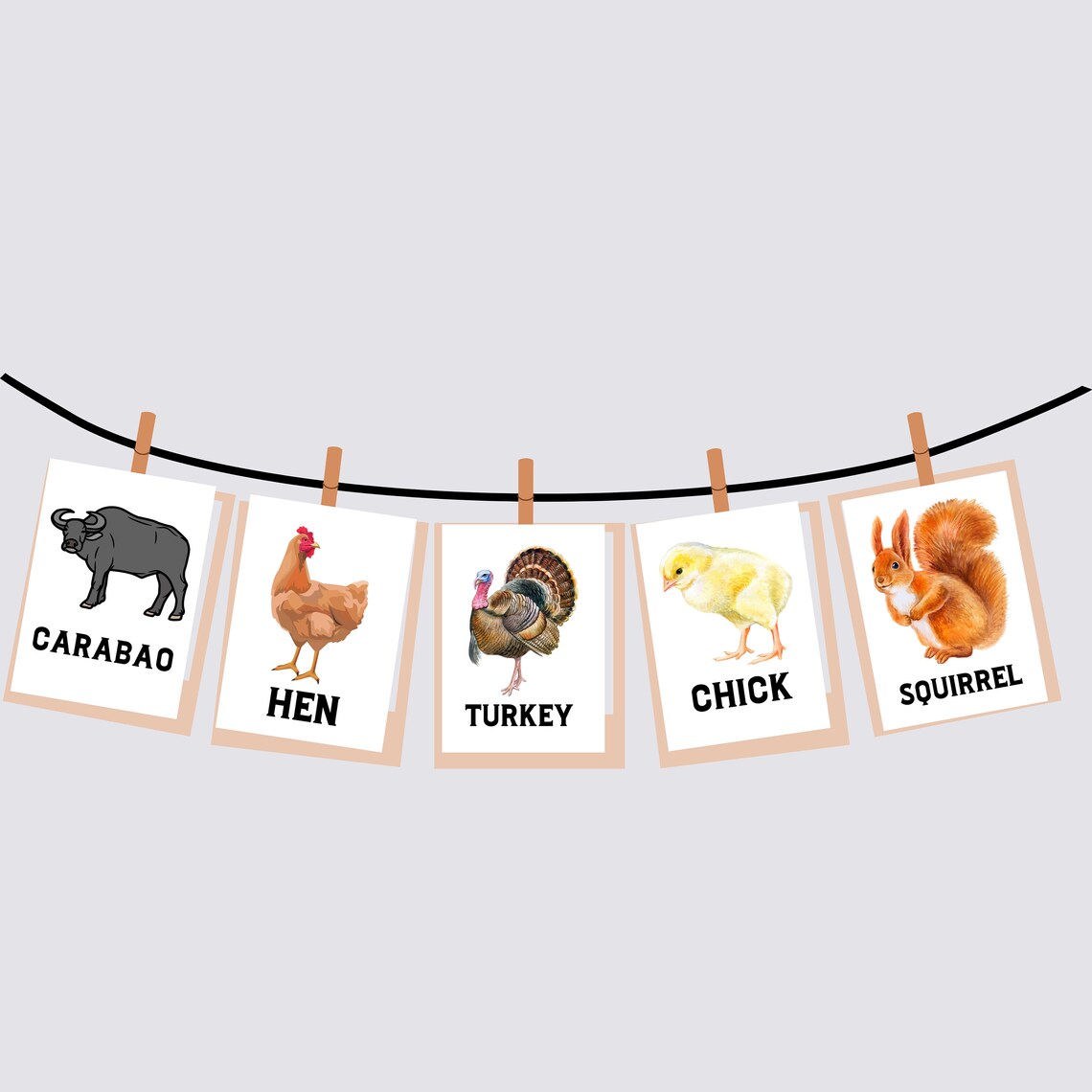 Farm Animals Flash Cards, Nursery Wall Poster - Image 3