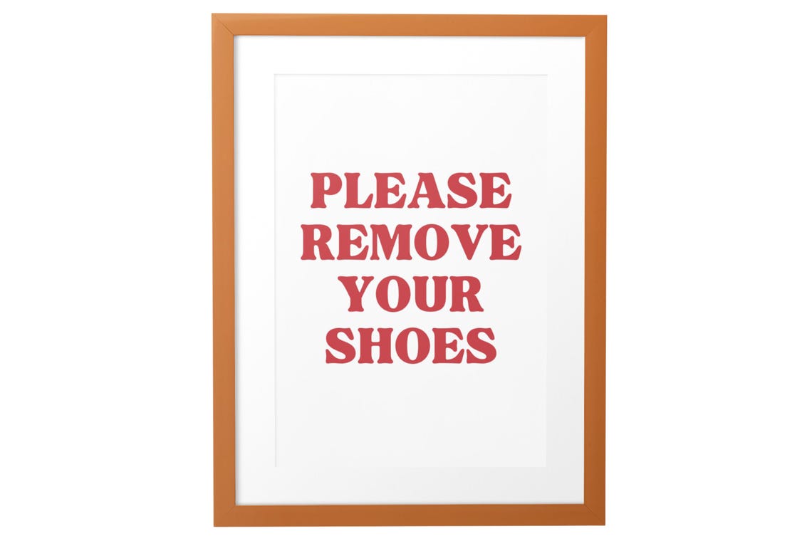 Please Remove Your Shoes Red Typography Entryway Sign Poster