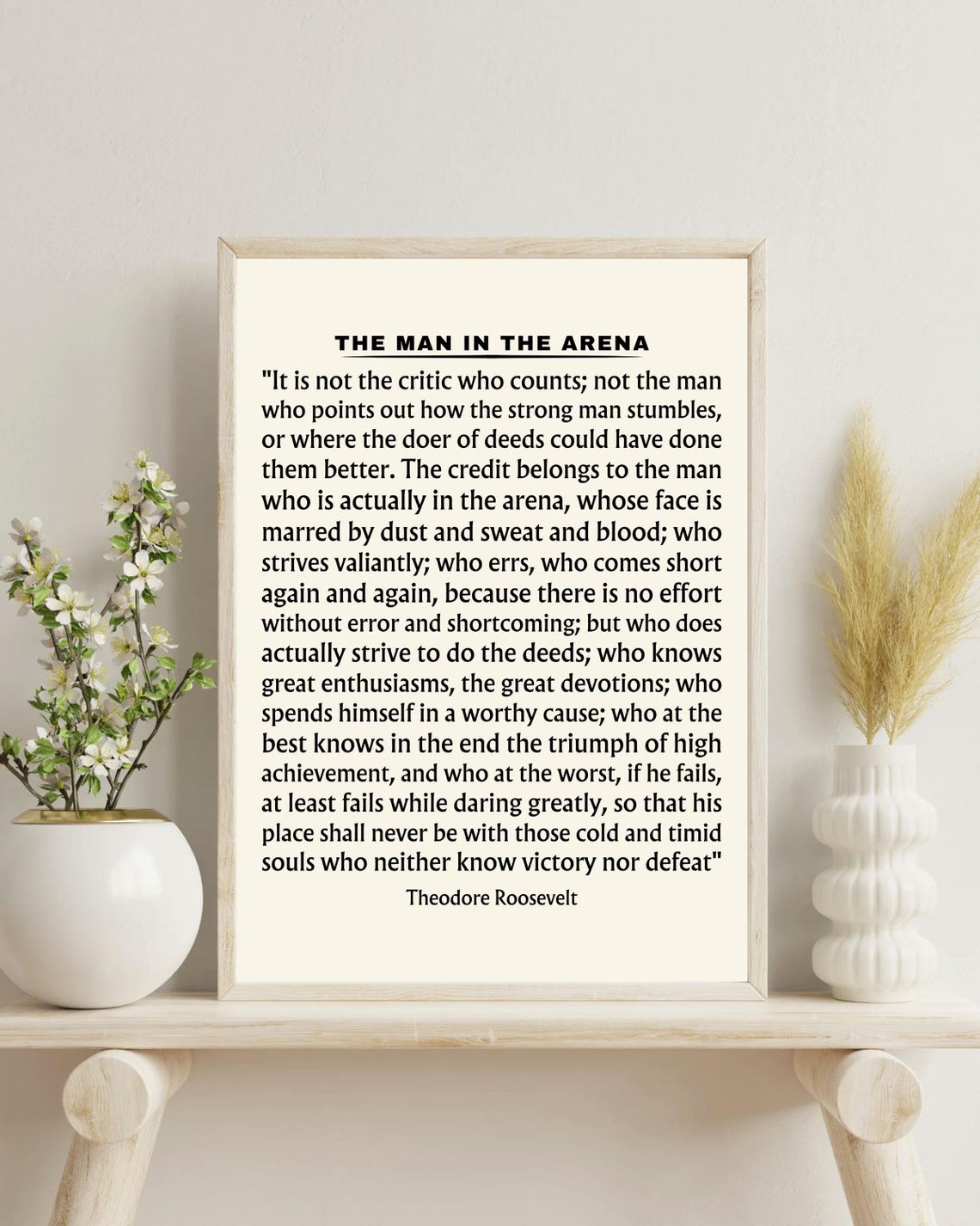 Theodore Roosevelt Man In The Arena Quote Classic Literary Poster