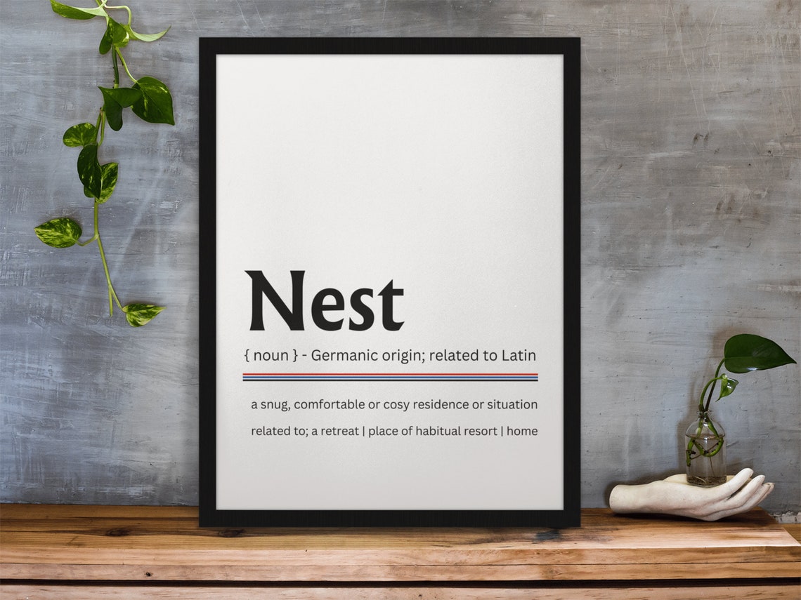 Nest Dictionary Definition Cozy Home Word Art Modern Typography Poster - Image 3