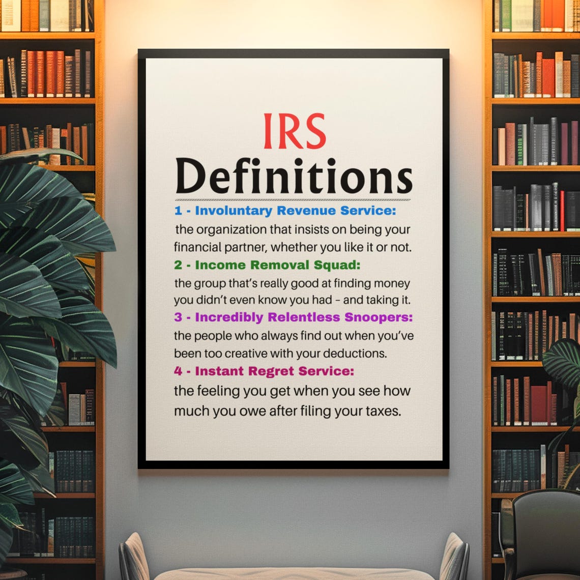 Funny IRS Definitions Tax Humor Office Wall Poster Decor Gift - Image 2