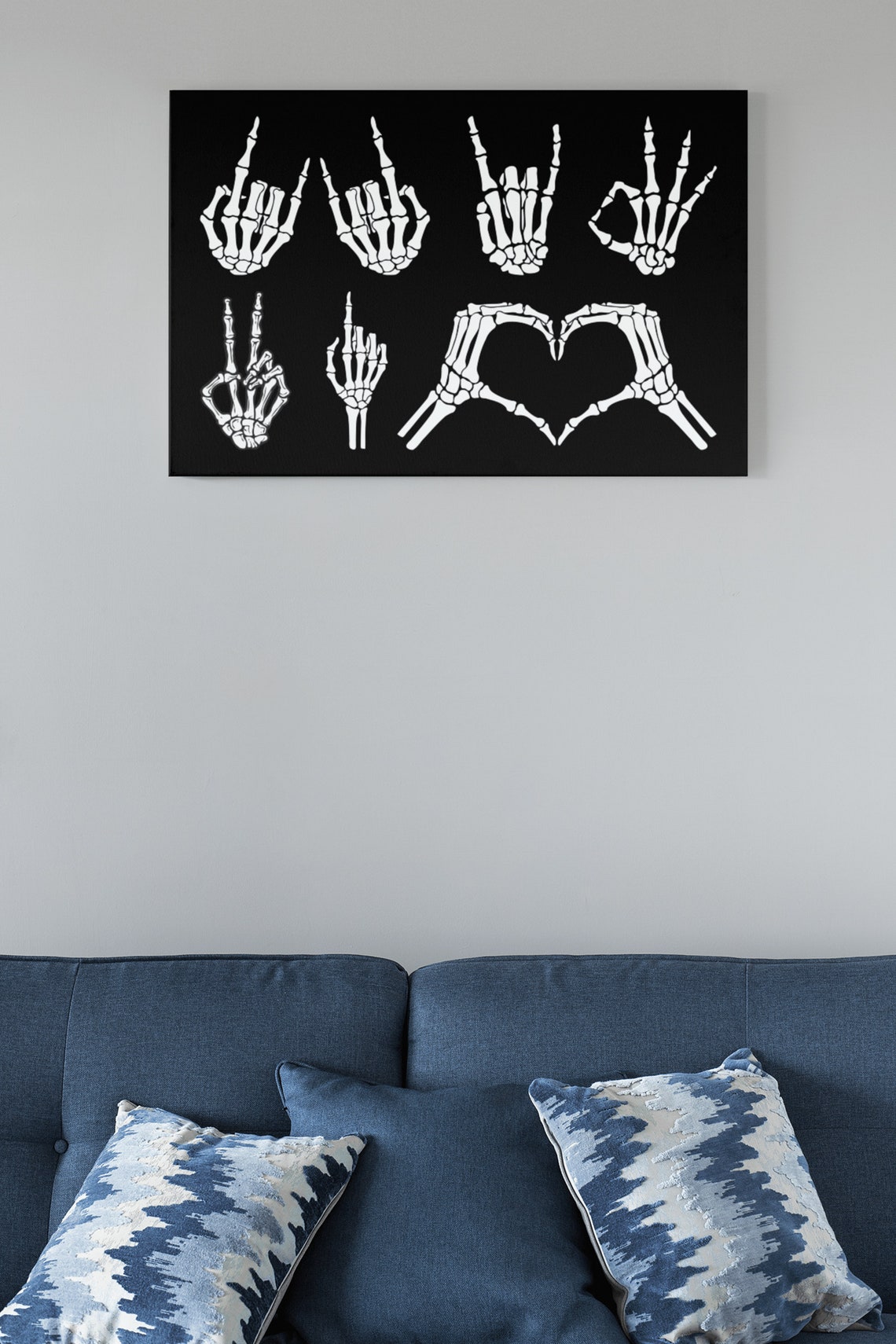 Skeleton Hands Making Hand Signs Black Funny Anatomy Wall Poster - Image 10