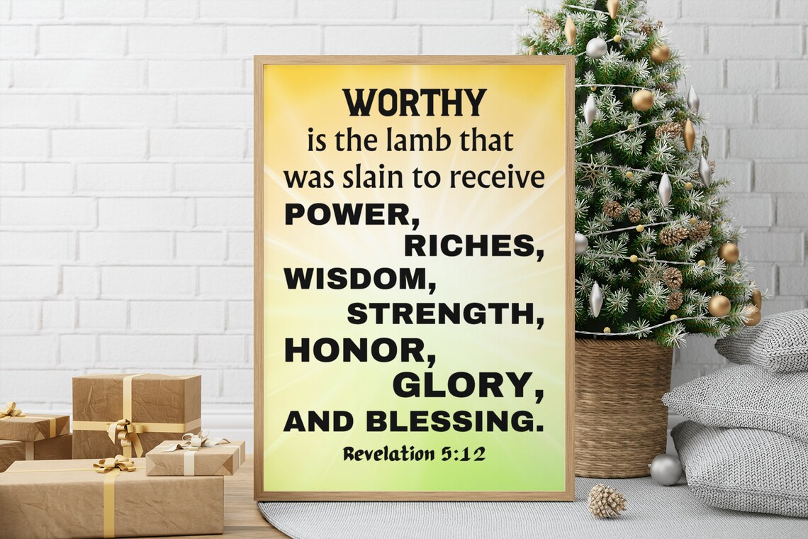 Worthy Is The Lamb Modern Easter Bible Verse Print Modern Scripture Wall Art Revelation 512 Bible Verse Art Instant For Home