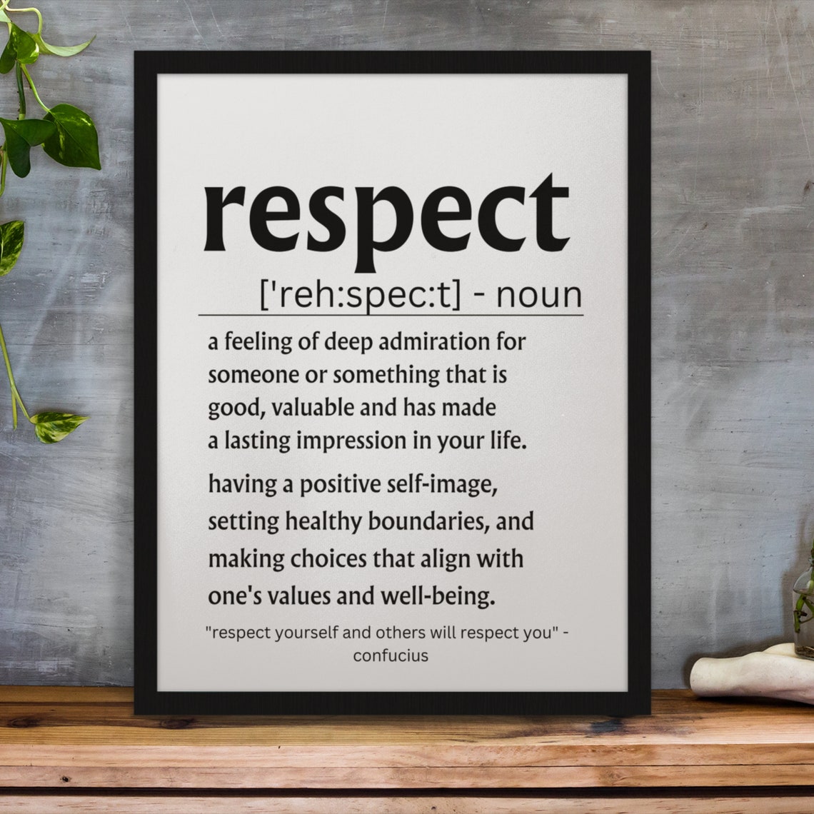 Respect Definition Inspirational Quote Classroom Office Poster - Image 3