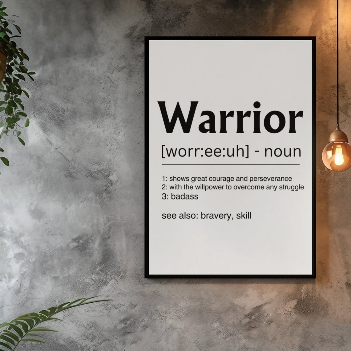 Warrior Definition Sign Inspirational Strength Badass Quote Poster - Image 2