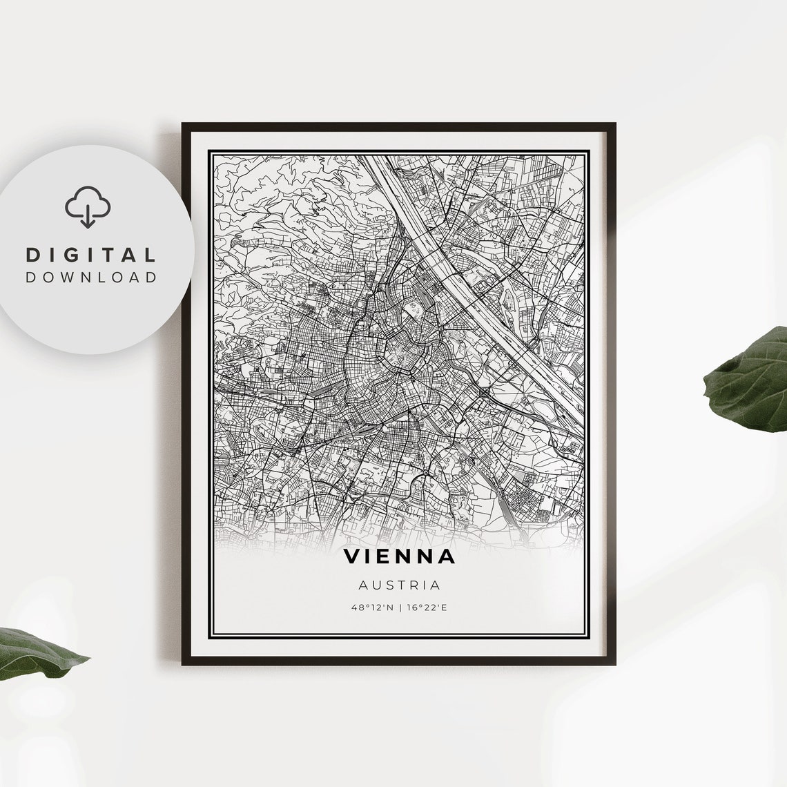 Vienna Map Print Austria Wien Art Poster City Street Road Np617