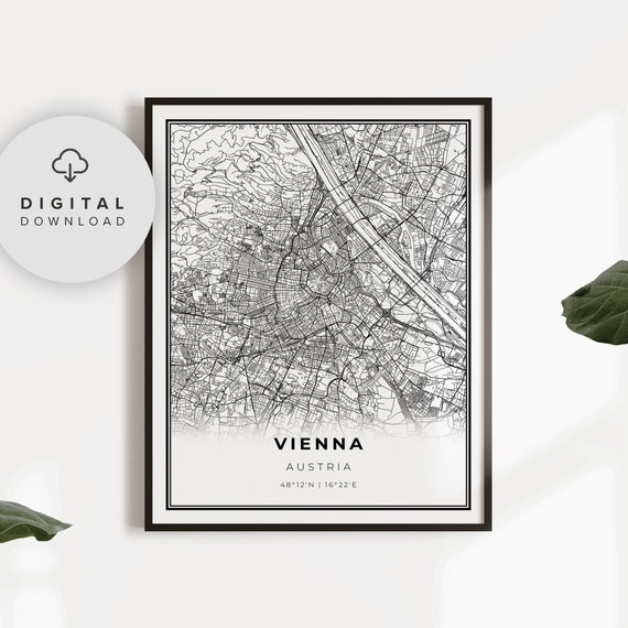 Vienna Map Print Austria Wien Art Poster City Street Road Np617