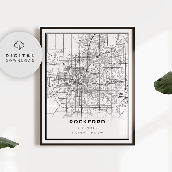 Rockford Map Print Illinois Il Usa Art Poster City Street Road Np64