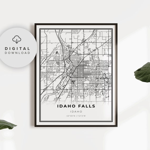 Idaho Falls Map Print Id Usa Art Poster Bonneville County City Street Road Np224
