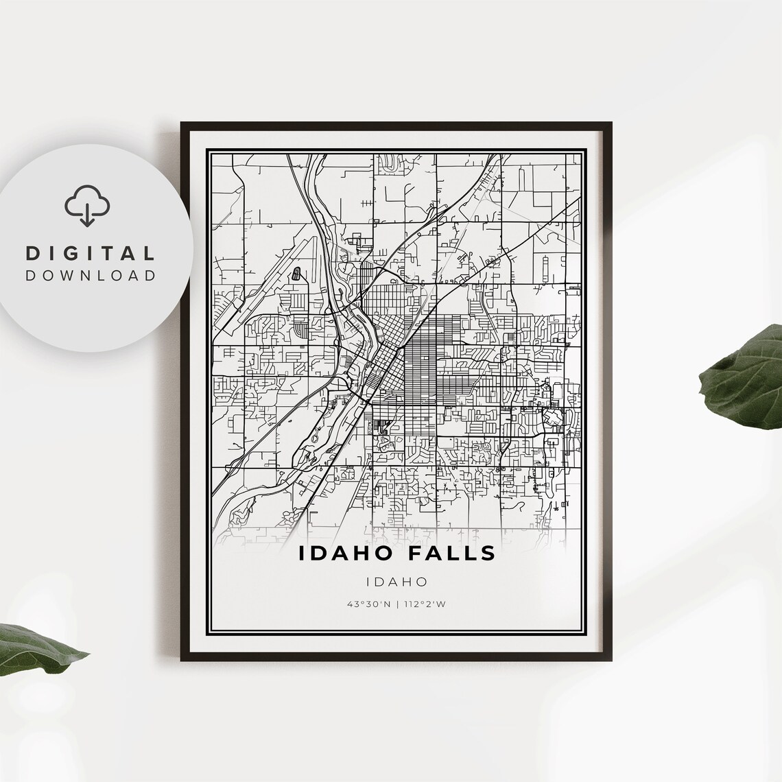 Idaho Falls Idaho USA Minimalist City Street Road Map Art Print