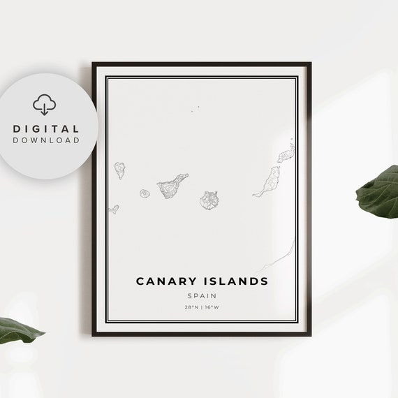 Canary Islands Map Print Spain Road Poster Islas Canarias City Street Np631