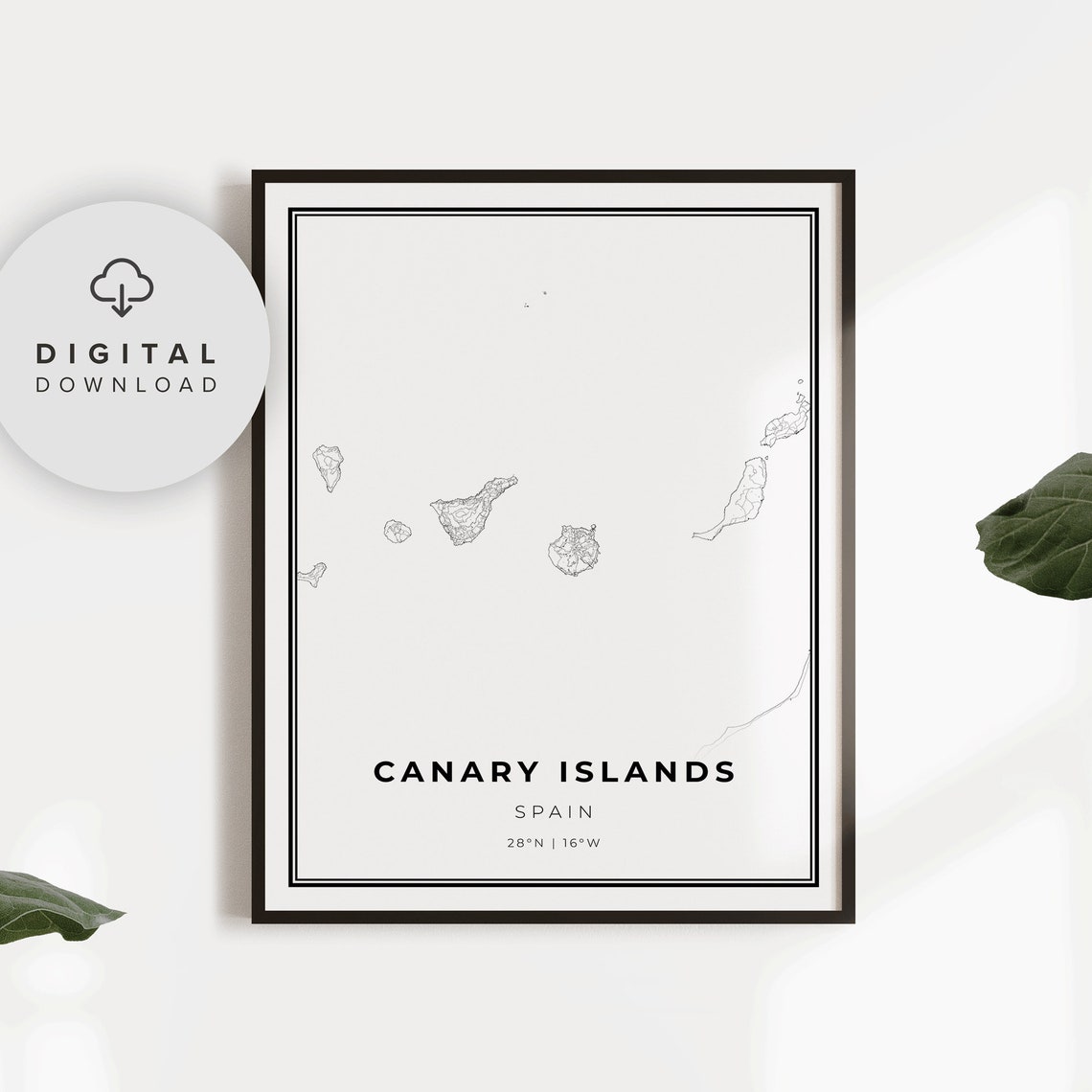Canary Islands Map Print Spain Road Poster Islas Canarias City Street Np631