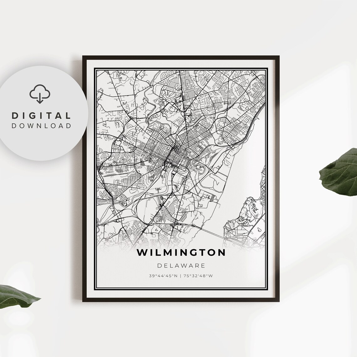 Wilmington Delaware City Street Map Minimalist Line Art Poster