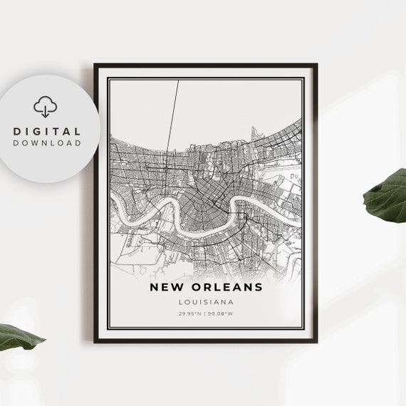 New Orleans Map Print Louisiana La Usa Art Poster City Street Road Np327