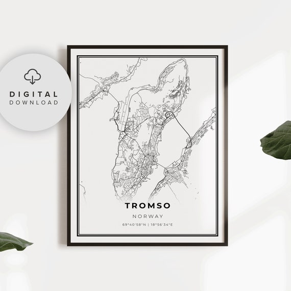 Tromso Map Print Norway Art Poster Troms City Street Road Livingroom Np727