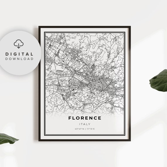 Florence Map Print Italy Italia Art Poster City Street Road Gift Boss Mom Np905