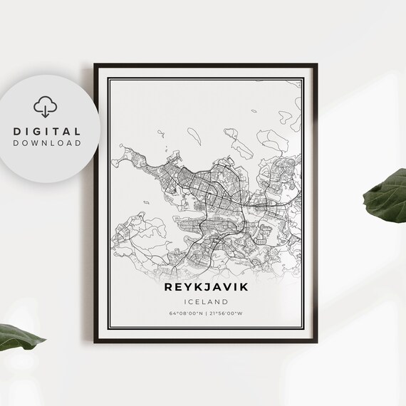 Reykjavik Iceland Street Map Nordic Capital Monochrome Poster