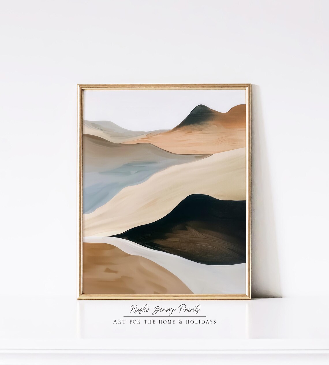 Mountains Art Print Painting Wall Art Abstract Print Warm Tones Art - Image 2