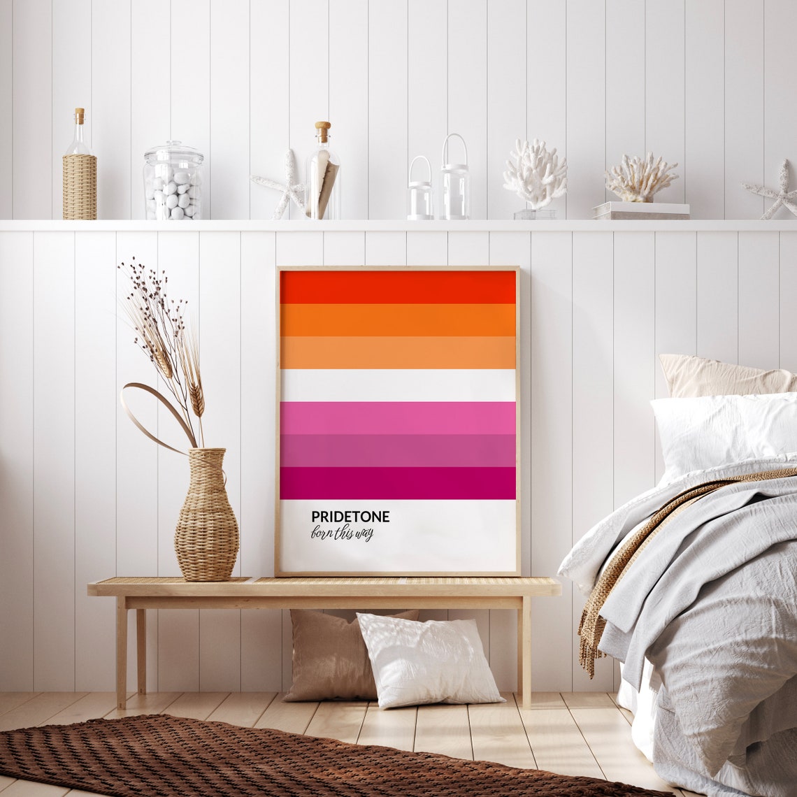 PRIDETONE Born This Way Lesbian Pride Flag Color Block Poster - Image 2