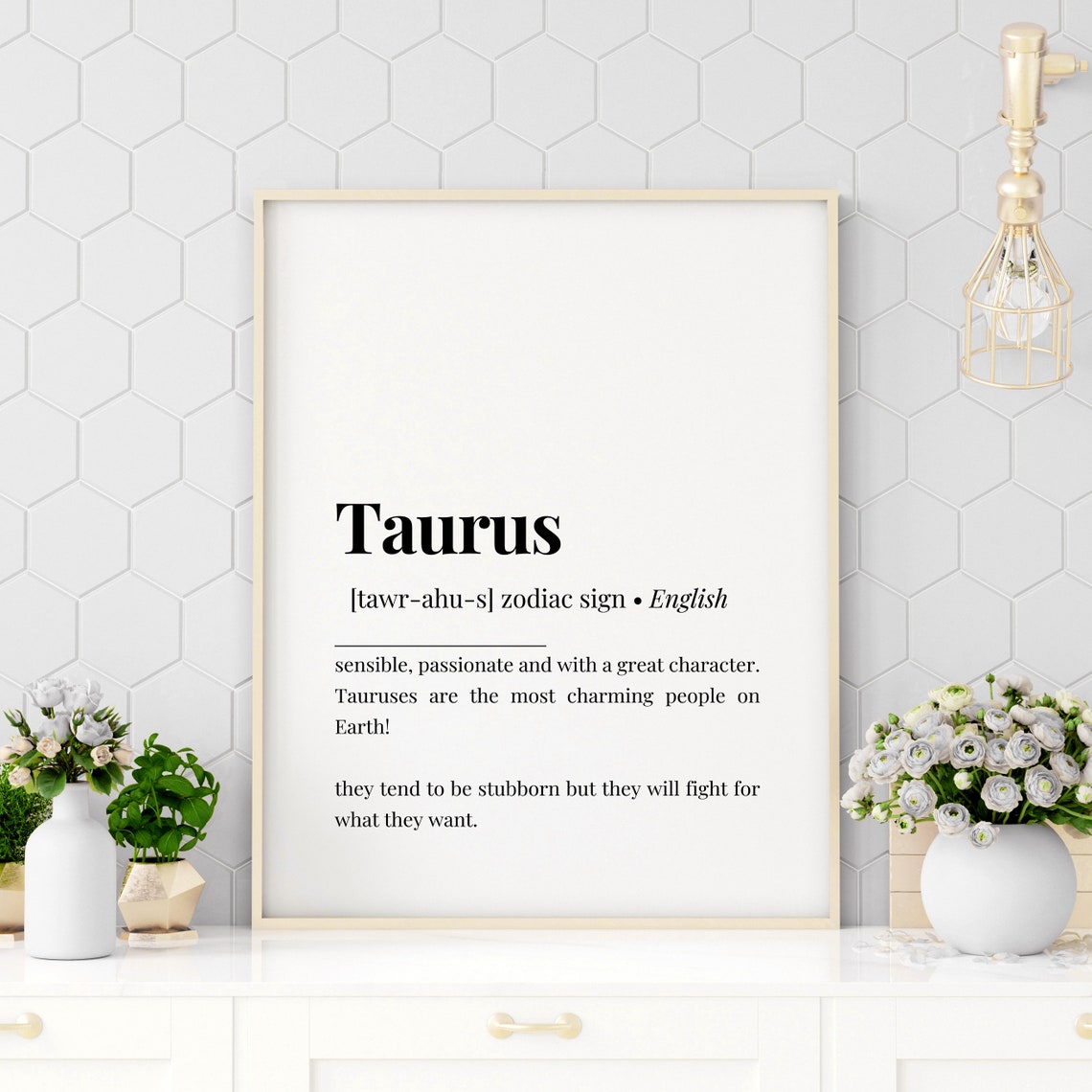 Taurus Zodiac Sign Dictionary Definition Traits Quote Poster