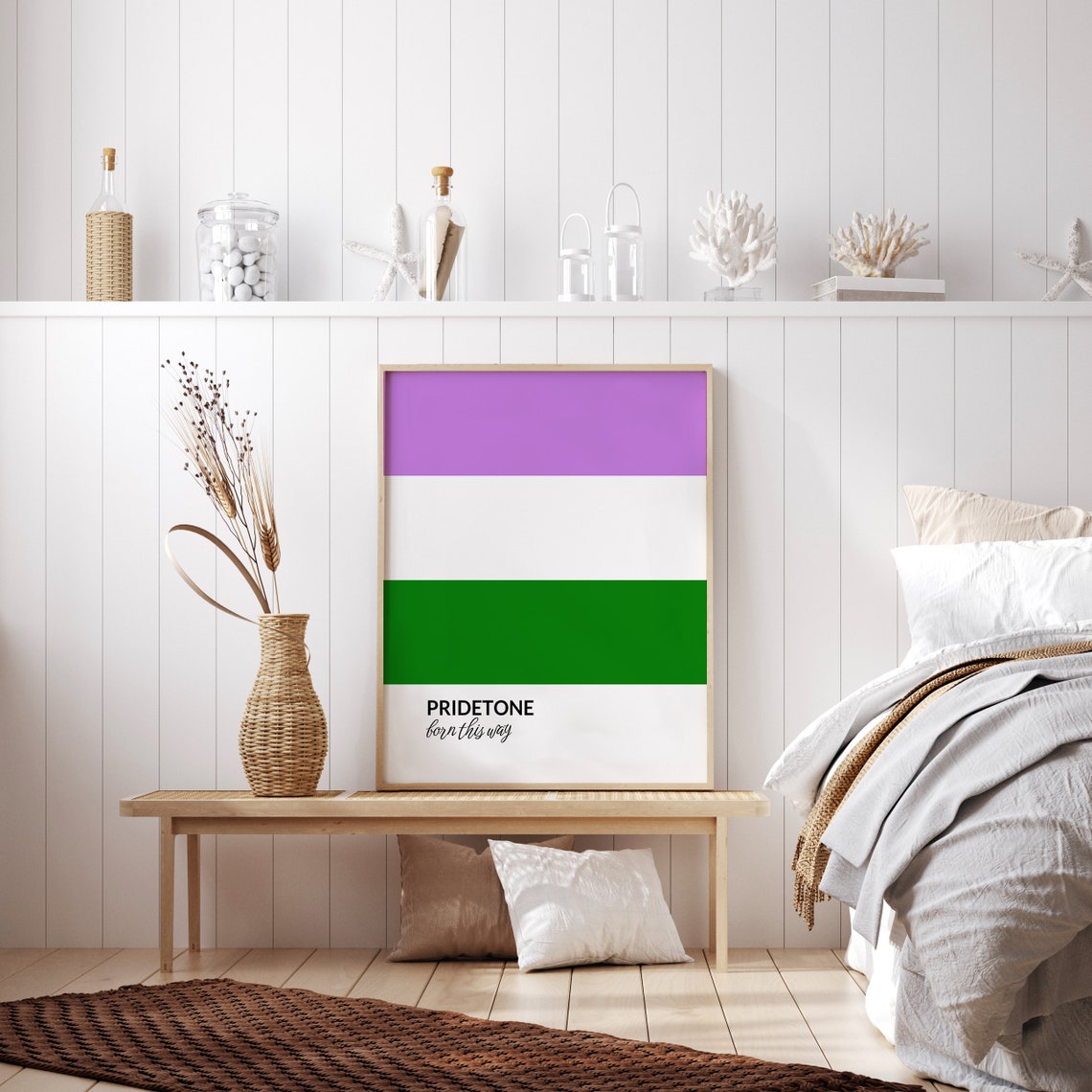 PRIDETONE Born This Way Genderqueer Pride Flag Color Block Poster - Image 2
