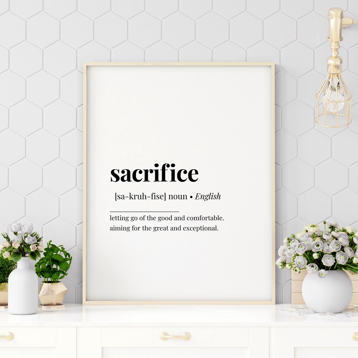 Sacrifice Dictionary Definition Motivational Hustle Success Minimalist Wall Art