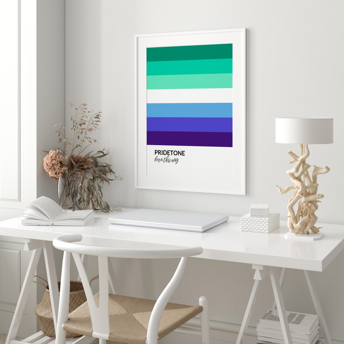 PRIDETONE Born This Way Gay Men Pride Flag Color Block Poster - Image 3